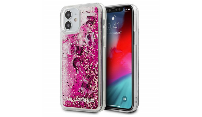 Karl Lagerfeld KLHCP12SROPI Liquid Glitter Charms Cover Чехол для Apple iPhone 12 Mini розовый