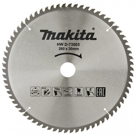 Cutting disc for aluminum MAKITA 260x30x2.8 70T 5°