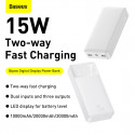 Baseus PPDML-J02 Bipow akupank 20000mAh 20W | 2x USB | USB Type C | micro USB | valge