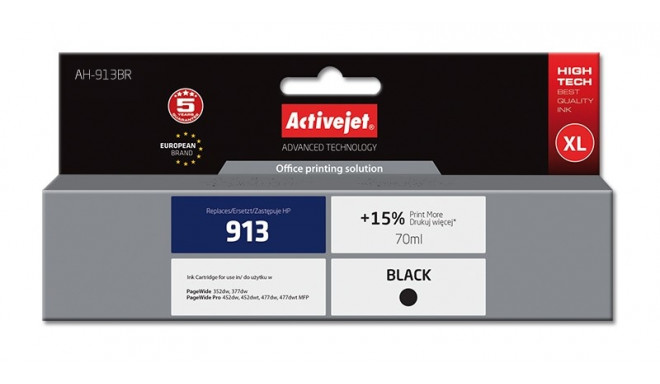 Activejet AH-913BR Ink (replacement for HP 913 L0R095AE; Premium; 70 ml; black)