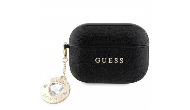 Guess case for AirPods Pro 2 GUAP2PGEHCDK black Fixed Glitter W/ Heart Diamond Charm
