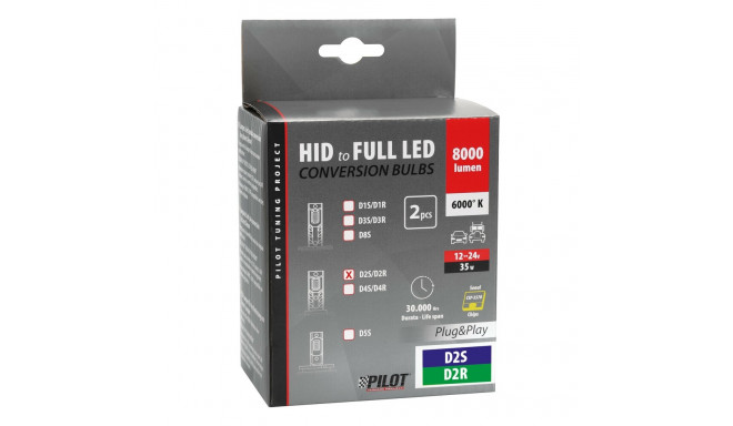 12/24V led pirn HID 35W, 2 tk, asendus D2S, D2R