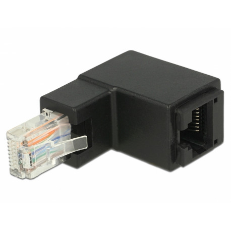 Adapter RJ45 (M) nurgaga - RJ45 Cat6 (F) varjestamata, must