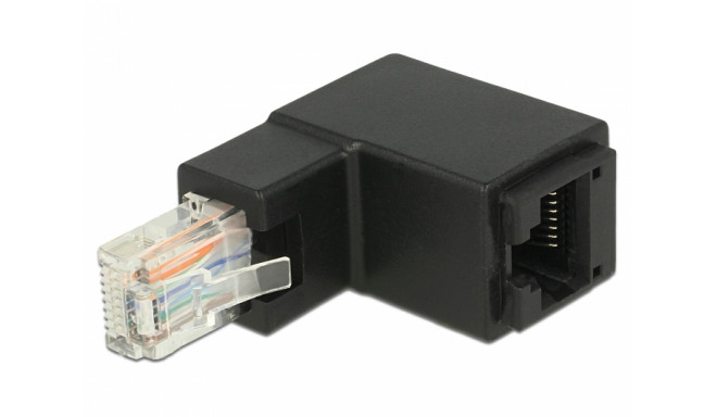 Adapter RJ45 (M) nurgaga - RJ45 Cat6 (F) varjestamata, must