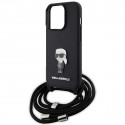 Karl Lagerfeld case for iPhone 15 Pro 6,1" KLHCP15LSASKNPSK black HC Saffiano Ikonik Metal Pin Monog