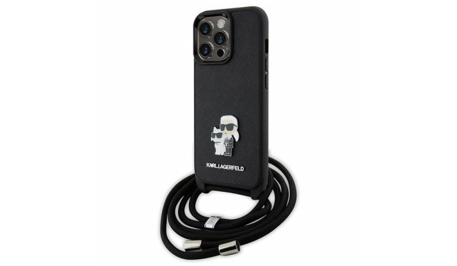 Karl Lagerfeld case for iPhone 13 Pro 6,1" KLHCP13LSAKCPSK black HC Saffiano KC Metal Pin Crossbody