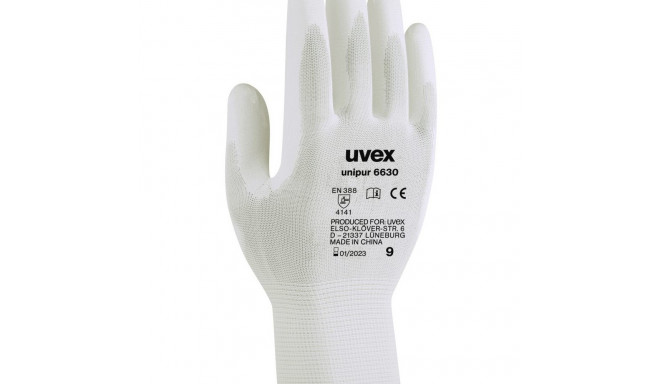 Töökindad Uvex Unipur 6630 PU, valged, suurus 10