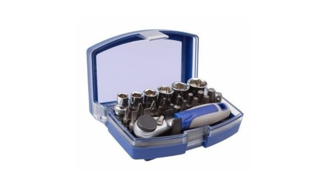 Sockets 6-13mm and bits set 1/4" 23 pcs PH1/2, PZ1/2, HEX 3/4/5/6, Torx T10/15/20/25/30, SL 4/6 Irim