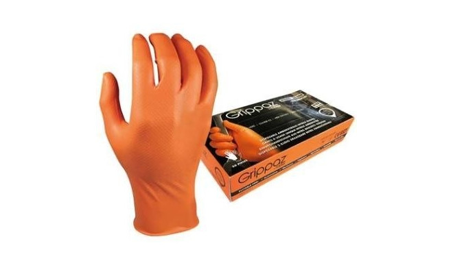 Disposable nitrile gloves M-Safe Grippaz 246OR, 50pcs box, 0,15mm thick, orange, size 11/ XXL