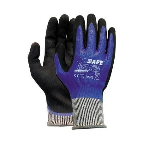 Safety gloves with level 5/D cut resistance M-Safe Full-Nitrile Cut 5 14-705, size 11/XXL