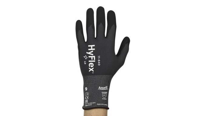 Apsauginės pirštinės Ansell HyFlex 11-840, 9 dydis, itin plonos, nailonas, spandex. Nitrilo putų del