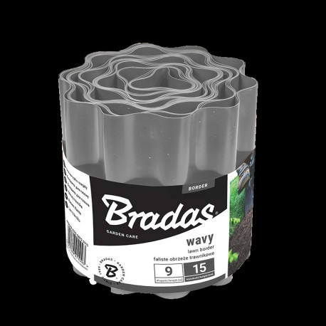 Lawn wavy board 9m x 25cm, gray