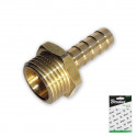 Straight connector for 9mm hose, 1/2" male, BRASS