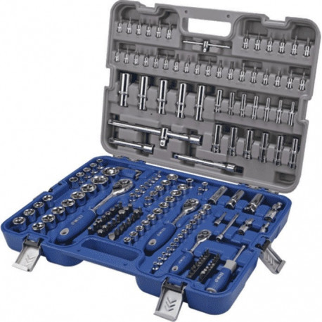 Sockets (4-32mm short ja 4-22mm long) and socket drivers set 172 pcs 1/4", 3/8" and 1/2" Irimo