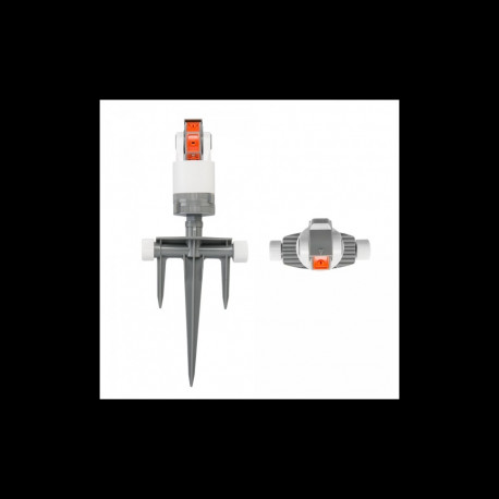 WHITE LINE 6-function rotary sprinkler on a three-tooth spike