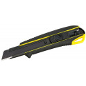 Cutter with elastomer-grip 18mm, "Driver" tip, in-handle blade storage and automatic blade lock