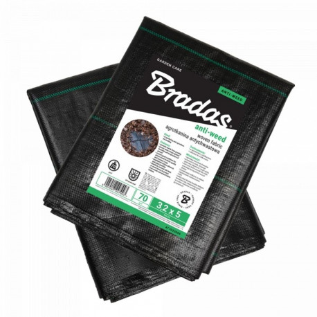 Nuo piktžolių austas PP juodas UV, 70g, 1,6 x 5m