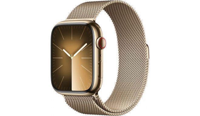 Apple Watch 9 GPS + Cellular 45 мм Stainless Steel Milanese Loop, gold (MRMU3ET/A)