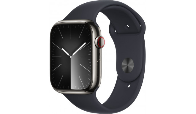 Apple Watch 9 GPS + Cellular 45mm Stainless Steel Sport Band M/L, graphite/midnight (MRMW3ET/A)
