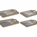 Paplāte DKD Home Decor 40,6 x 30 x 6 cm Bēšs Zils Koks MDF (2 gb.)