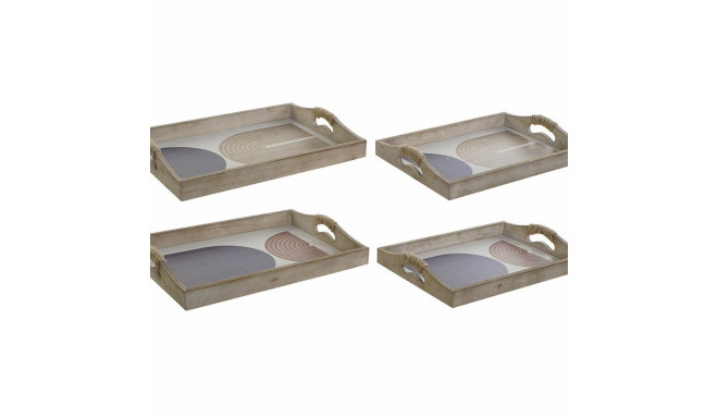 Paplāte DKD Home Decor 40,6 x 30 x 6 cm Bēšs Zils Koks MDF (2 gb.)