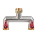 Dviejų krypčių skirstytuvas su vožtuvais, vidinis ir išorinis sriegis 3/4", nickiel BRASS