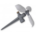Rotating sprinkler on spike, 3-leaf arm