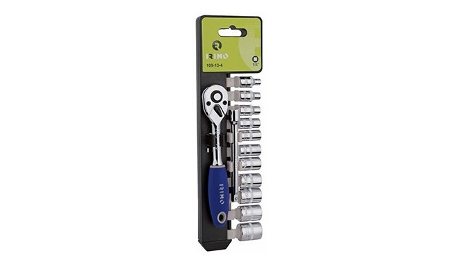 Ratchet with sockets 4-14mm + extension 1/4" 12 pcs Irimo
