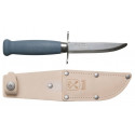 Kids knife Morakniv Scout 39 Safe, leather sheath and double finger guard, Blueberry