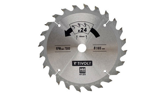 Circular saw blade Tivoly 190x30x2.8/1.7mm, z24, 15°, (20mm adaptor), for wood