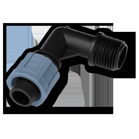 Põlv lamevoolikule, 3/4" väliskeere