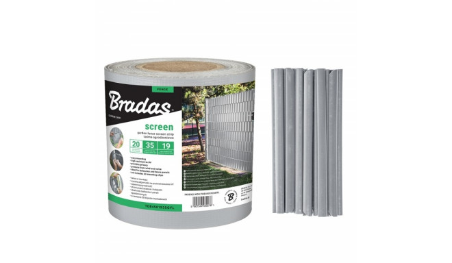Šviesiai pilka tvoros juosta 19cm x 35m, 450g/m² Bradas