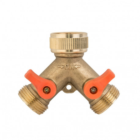 Tee with valves, female and male threa 3/4" - BRASS
