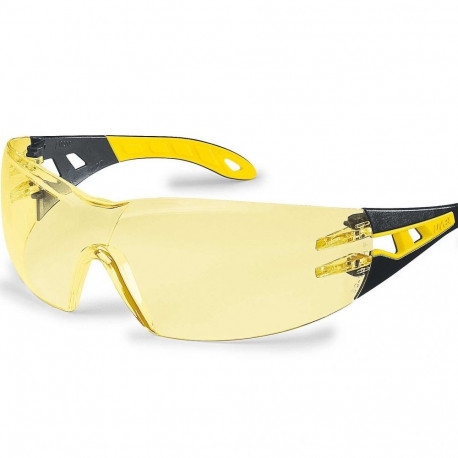 Safety goggles Uvex Pheos yellow lens, supravision excellence coating, black / yellow legs. Packed i