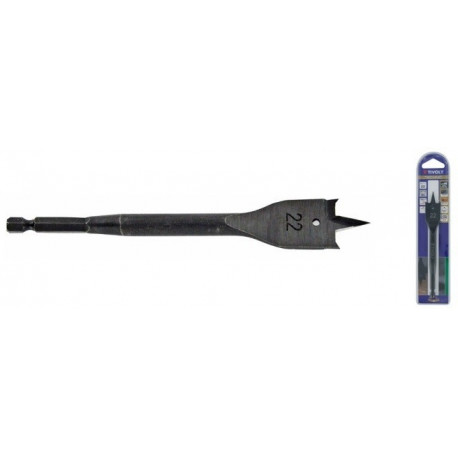 Lapik puidupuur 22 mm, tugevdatud sabaga, 1/4 kuuskant