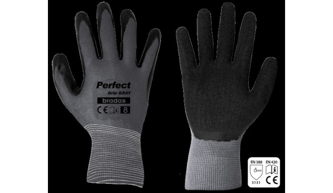 Gloves PERFECT GRIP GRAY latex, size 9