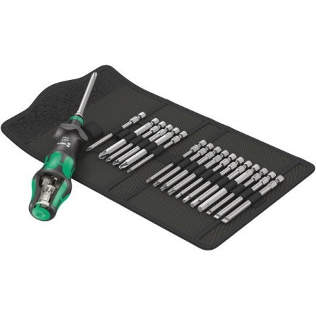 Wera Kraftform Kompakt Turbo set: 1 screwdriver handle and bits set 89mm SL+PH+PZ+TORX+HEX, 18 pcs