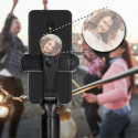 Combo selfie stick with tripod and remote control bluetooth with mirror black SSTR-11