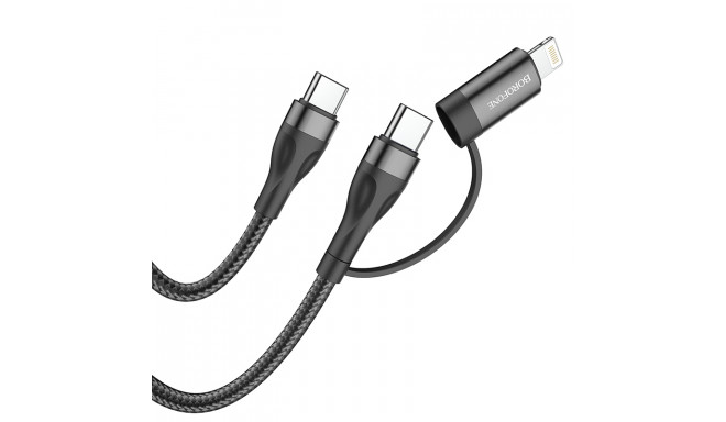 Borofone Cable BX61 Source 2 in 1 - Type C to Type C + Lightning - PD 20W|60W 3A 1m black