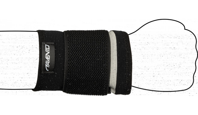 AVENTO Wristband with elastic strap Black/Silver grey L/XL