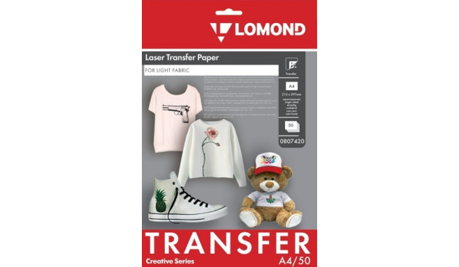 Lomond Thermotransfer Laser Paper A4, 50 sheets, for Light Fabrics