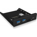 ICY BOX IB-HUB1417-i3, front panel (black, 1x USB Type-C, 2x USB Type-A, card reader)