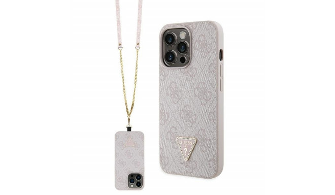 Guess case for iPhone 13 Pro 6,1" GUHCP13LP4TDSCPP pink HC PU Leather Metal Logo Strass Crossbody
