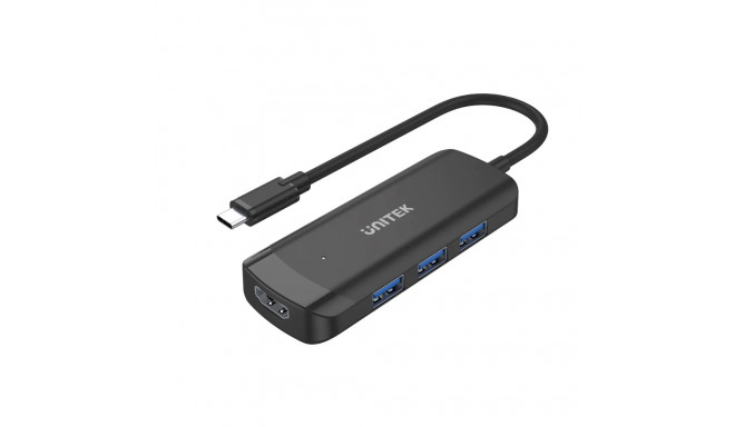 Unitek H1110B aktiivne jaotur USB-C, 3 x USB-A 3.1, HDMI 4K30HZ