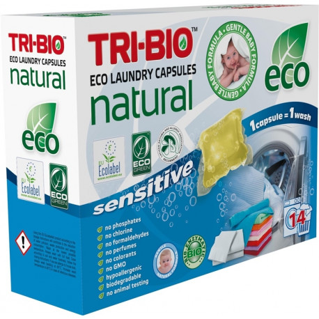 LAUNDRY CAPSULES TRI-BIO SENSITIVE 14PCS