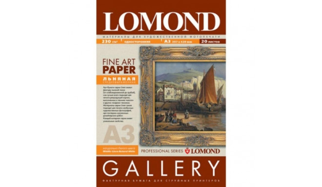 Lomond Fine Art Paper Gallery Linen 230g/m2 A3, 20 sheets, Coarse Natural White