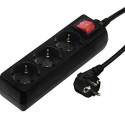 3-socket plugboard with power switch Hama Technics 00030392 Black