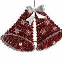 Christmas bauble Pendant Hoods Tinsel LED Light White Red 52 x 31,5 x 7,5 cm (12 Units)