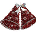 Christmas bauble Pendant Hoods Tinsel LED Light White Red 52 x 31,5 x 7,5 cm (12 Units)