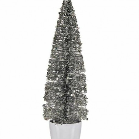 Dekoratiivkuju Jõulupuu Hõbedane Plastmass 10 x 38 x 10 cm (6 Ühikut)